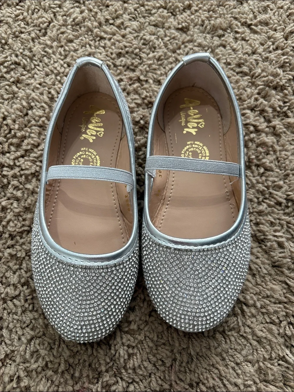 Kids Silver Rhinestone Mary Jane Dress Shoes